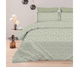Σετ υπέρδιπλα σεντόνια Emelia olive από 100% βαμβάκι 245x260εκ.