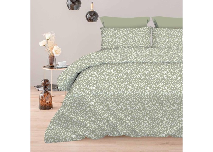 Σετ υπέρδιπλα σεντόνια Emelia olive από 100% βαμβάκι 245x260εκ. Σετ υπέρδιπλα σεντόνια Emelia olive από 100% βαμβάκι 245x260εκ.