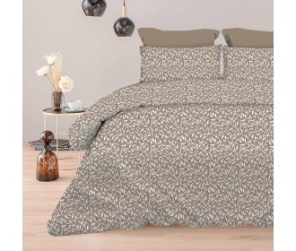 Σετ υπέρδιπλα σεντόνια Emelia beige από 100% βαμβάκι 245x260εκ.