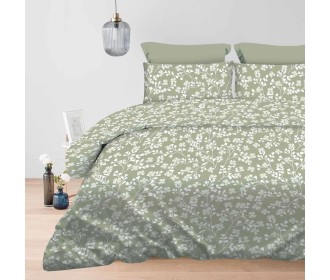 Σετ υπέρδιπλα σεντόνια Daisy olive από 100% βαμβάκι 245x260εκ.
