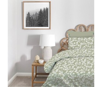 Σετ σεντόνια μονά Daisy olive από 100% βαμβάκι 175x260εκ.