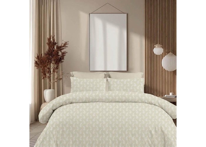 Σετ υπέρδιπλα σεντόνια Vivian beige από 100% βαμβάκι 245x260εκ.