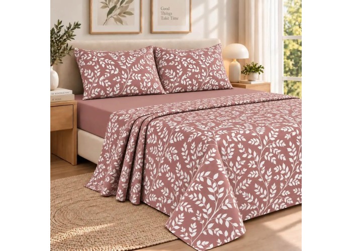 Σετ υπέρδιπλα σεντόνια Irida dusty rose από 100% βαμβάκι 245x260εκ.