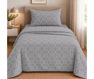 Σετ σεντόνια μονά Giulia grey από 100% βαμβάκι 175x260εκ. Σετ σεντόνια μονά Giulia grey από 100% βαμβάκι 175x260εκ.