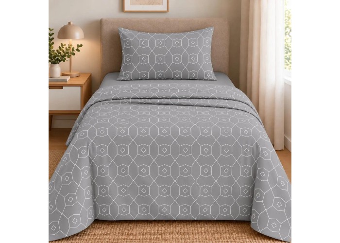 Σετ σεντόνια μονά Giulia grey από 100% βαμβάκι 175x260εκ.