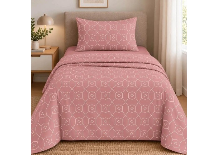 Σετ σεντόνια μονά Giulia dusty rose από 100% βαμβάκι 175x260εκ.