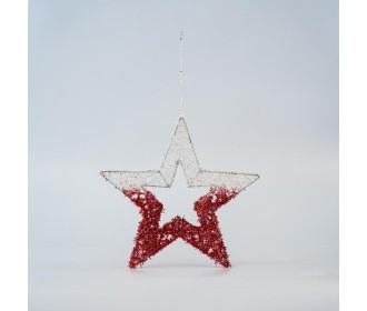 Αστέρι κρεμαστό, πλέγμα, λευκό-κόκκινο, 25εκ.