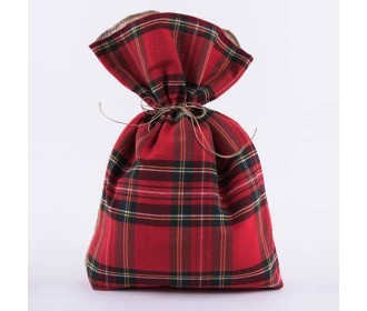 Σάκος υφασμάτινος κόκκινο καρό, 34x47εκ.