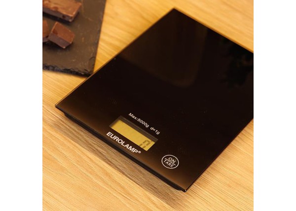 Ζυγαριά κουζίνας ψηφιακή γυάλινη μαύρη έως 5Kg. 20x15xΥ6εκ.