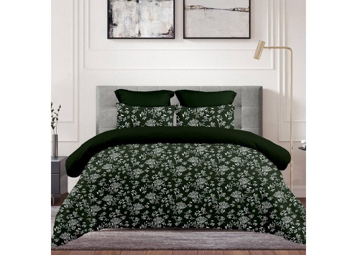Σετ υπέρδιπλα σεντόνια Amaryllis πράσινο από 100% βαμβάκι 245x260εκ.