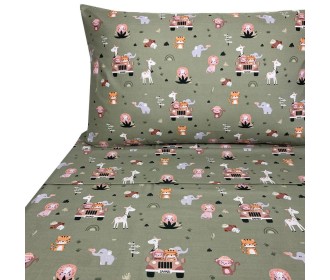 Σετ παιδικά σεντόνια μονά safari από 100% βαμβάκι 175x260εκ. Σετ παιδικά σεντόνια μονά safari από 100% βαμβάκι 175x260εκ.