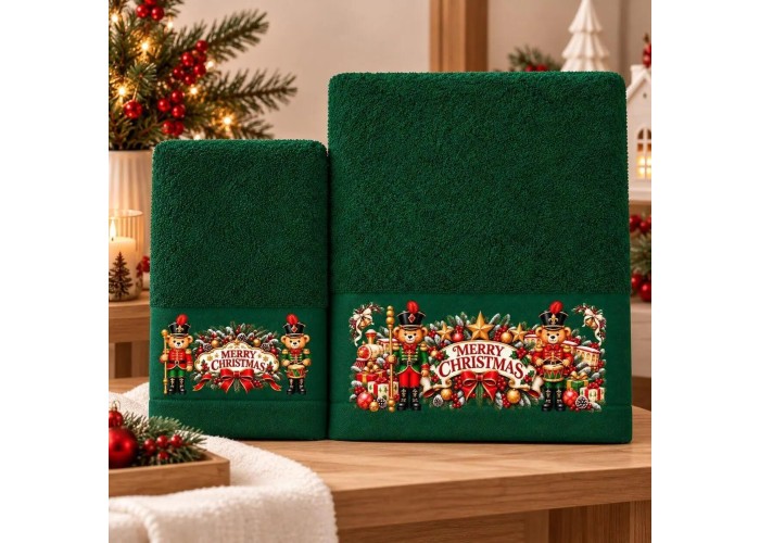 Σετ χριστουγεννιάτικες πετσέτες Teddy Christmas 100% βαμβάκι πεννιε 500gsm