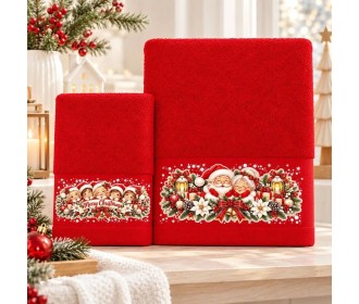 Σετ χριστουγεννιάτικες πετσέτες Grandpa Christmas 100% βαμβάκι πεννιε 500gsm Σετ χριστουγεννιάτικες πετσέτες Grandpa Christmas 100% βαμβάκι πεννιε 500gsm