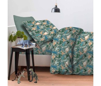 Σετ παιδικά σεντόνια μονά dinosaurs από 100% βαμβάκι 170x260εκ.