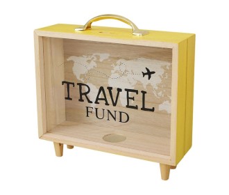 Κουμπαράς - κορνίζα ξύλινος Travel Fund Υ12x20,5x5εκ.