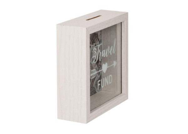 Κουμπαράς - κορνίζα λευκός «Travel Fund» Υ15,5x15x5εκ. Κουμπαράς - κορνίζα λευκός «Travel Fund» Υ15,5x15x5εκ.