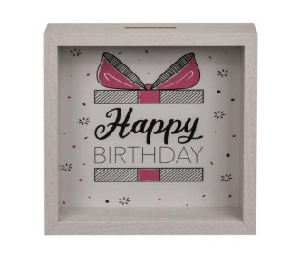 Κουμπαράς - κορνίζα λευκός «Happy Birthday» Υ20x20x5εκ. Κουμπαράς - κορνίζα λευκός «Happy Birthday» Υ20x20x5εκ.