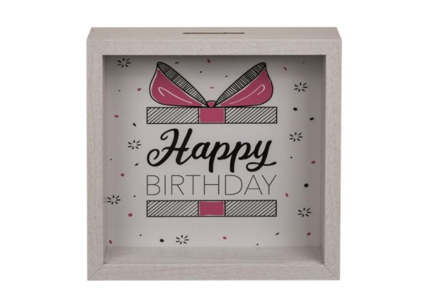 Κουμπαράς - κορνίζα λευκός «Happy Birthday» Υ20x20x5εκ. Κουμπαράς - κορνίζα λευκός «Happy Birthday» Υ20x20x5εκ.