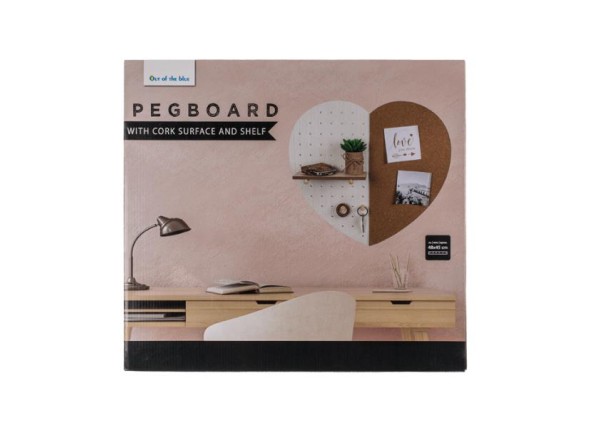 Πίνακας σημειώσεων φελλού σε σχήμα καρδιάς με 1 ράφι, Υ45x49x4εκ.