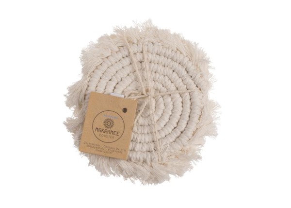 Σουβέρ από μακραμέ, σετ των 2, μπεζ, Ø10εκ. Σουβέρ από μακραμέ, σετ των 2, μπεζ, Ø10εκ.