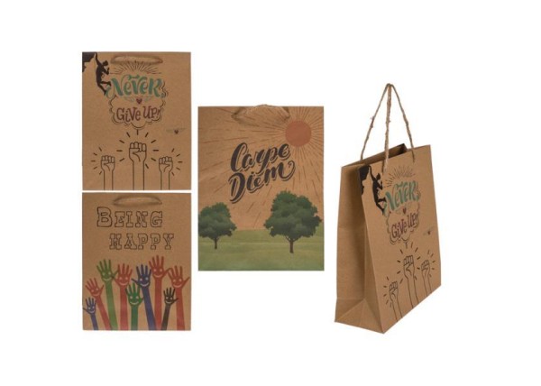 Χάρτινες τσάντες κραφτ με μηνύματα, κοκτέηλ 3 σχέδια Υ23x18x8εκ. Χάρτινες τσάντες κραφτ με μηνύματα, κοκτέηλ 3 σχέδια Υ23x18x8εκ.