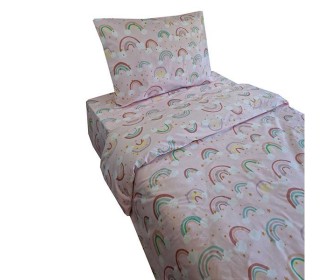 Σετ παιδικά σεντόνια μονά Rainbows από 100% βαμβάκι 175x260εκ.