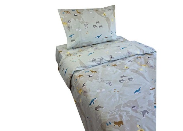 Σετ παιδικά σεντόνια μονά Animal World από 100% βαμβάκι 175x260εκ.