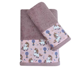 Σετ παιδικές πετσέτες unicorn 100% βαμβάκι πεννιε 550gsm Σετ παιδικές πετσέτες unicorn 100% βαμβάκι πεννιε 550gsm