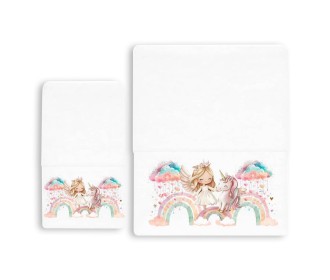 Σετ παιδικές πετσέτες Unicorn Fly 100% βαμβάκι πεννιε 480gsm