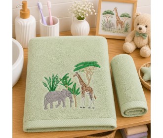 Σετ παιδικές πετσέτες Forest - Safari 100% βαμβάκι πεννιε 500gsm Σετ παιδικές πετσέτες Forest - Safari 100% βαμβάκι πεννιε 500gsm