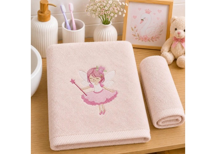 Σετ παιδικές πετσέτες Fairytale Girl 100% βαμβάκι πεννιε 500gsm Σετ παιδικές πετσέτες Fairytale Girl 100% βαμβάκι πεννιε 500gsm