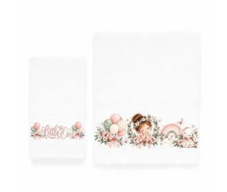 Σετ παιδικές πετσέτες Little One Girl 100% βαμβάκι πεννιε 500gsm Σετ παιδικές πετσέτες Little One Girl 100% βαμβάκι πεννιε 500gsm
