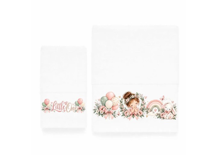 Σετ παιδικές πετσέτες Little One Girl 100% βαμβάκι πεννιε 500gsm Σετ παιδικές πετσέτες Little One Girl 100% βαμβάκι πεννιε 500gsm