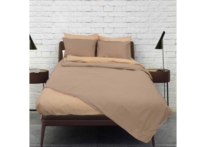 Σετ σεντόνια υπέρδιπλα RAINBOW Smoke-Beige από 50% βαμβάκι 220x250εκ.