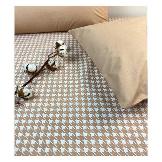 Σετ υπέρδιπλα σεντόνια Pied De Poule Beige από 100% βαμβάκι 245x260εκ. Σετ υπέρδιπλα σεντόνια Pied De Poule Beige από 100% βαμβάκι 245x260εκ.
