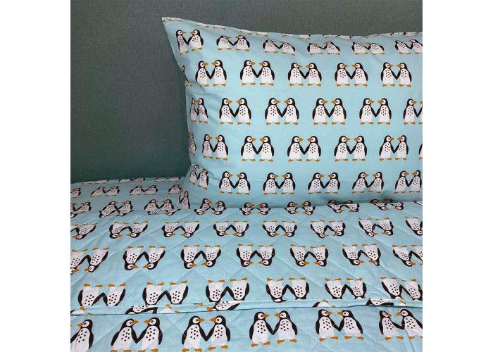 Σετ παιδικά σεντόνια μονά penguins από 100% βαμβάκι 175x260εκ. Σετ παιδικά σεντόνια μονά penguins από 100% βαμβάκι 175x260εκ.