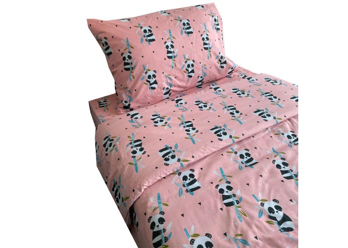 Σετ παιδικά σεντόνια μονά panda από 100% βαμβάκι 175x260εκ. Σετ παιδικά σεντόνια μονά panda από 100% βαμβάκι 175x260εκ.
