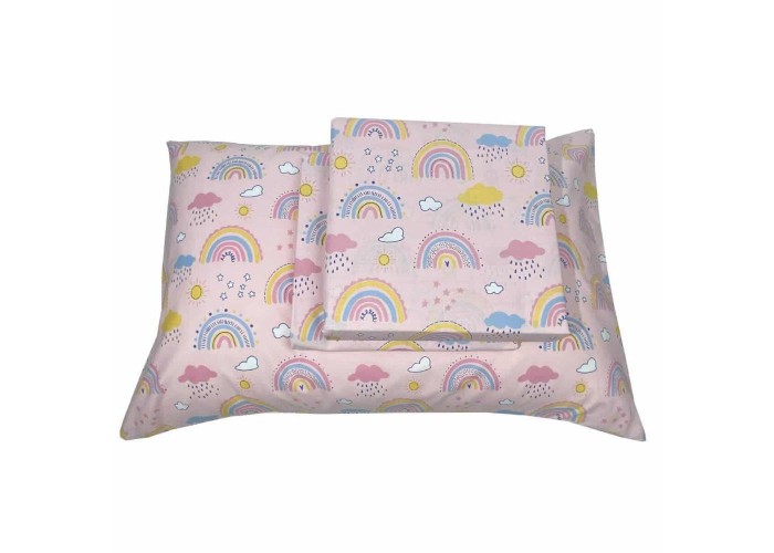 Σετ παιδικά σεντόνια μονά rainbow clouds από 100% βαμβάκι 175x260εκ.