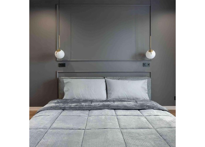 Κουβερτοπάπλωμα υπέρδιπλο γκρι 220x240εκ. Κουβερτοπάπλωμα υπέρδιπλο γκρι 220x240εκ.