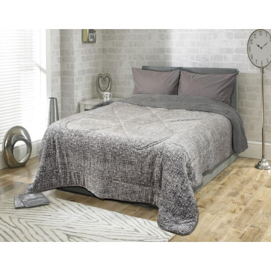 Κουβερτοπάπλωμα μονό flannel με κάτω όψη sherpa γκρι 160x220εκ. Κουβερτοπάπλωμα μονό flannel με κάτω όψη sherpa γκρι 160x220εκ.
