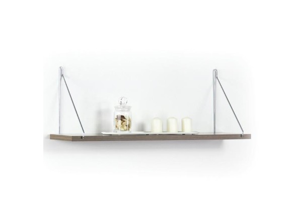 Ράφι τοίχου AGILAN μελαμίνης καρυδί χρωμίου 72x20xΥ27 εκ.