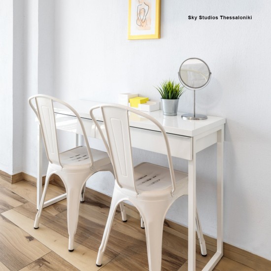 Καρέκλα μεταλλική Nextdeco Loft στοιβαζόμενη ivory 45x48xΥ85εκ Καρέκλα μεταλλική Nextdeco Loft στοιβαζόμενη ivory 45x48xΥ85εκ