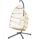 Κρεμαστή κούνια Nextdeco Wanda rattan με λευκά μαξιλάρια Υ110x85x62εκ.