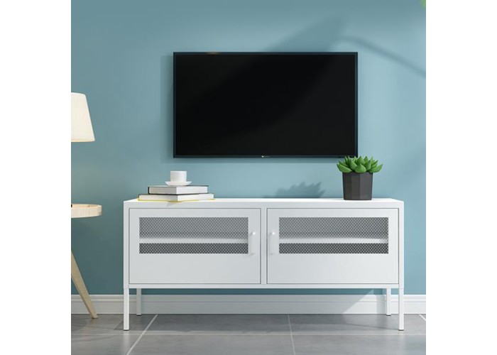 Έπιπλο τηλεόρασης μεταλλικό Nextdeco με ανοιγόμενες πόρτες λευκό Υ60x118x40εκ. Έπιπλο τηλεόρασης μεταλλικό Nextdeco με ανοιγόμενες πόρτες λευκό Υ60x118x40εκ.