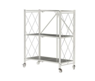 Ραφιέρα μεταλλική Nextdeco αναδιπλούμενη με ρόδες λευκή Υ87x72x36εκ.