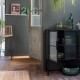 Έπιπλο τηλεόρασης μεταλλικό Nextdeco με ανοιγόμενες πόρτες μαύρο Υ80x150x35εκ.