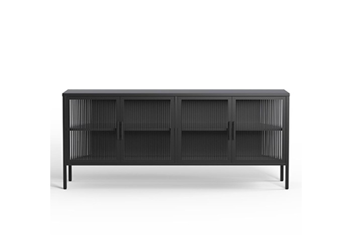 Έπιπλο τηλεόρασης μεταλλικό Nextdeco με ανοιγόμενες πόρτες μαύρο Υ80x150x35εκ.