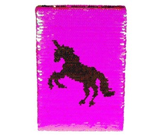 Τετράδιο με παγιέτες, Μονόκερος, 80 φύλλα, 15x21 εκ. Τετράδιο με παγιέτες, Μονόκερος, 80 φύλλα, 15x21 εκ.