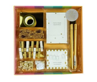 Σετ γραφικής ύλης gold 70 τεμ. σε κουτί δώρου Υ3x22×22εκ.