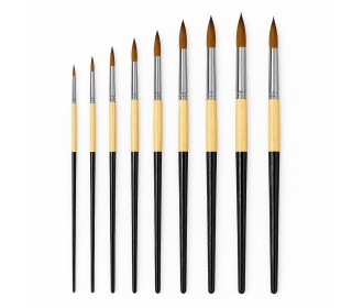Πινέλα ζωγραφικής μακριά λαβή σετ 9 τεμαχίων στρογγυλή μύτη